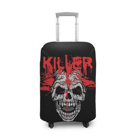 Чехол для чемодана 3D с принтом Killer в Петрозаводске, 86% полиэфир, 14% спандекс | двустороннее нанесение принта, прорези для ручек и колес | blood | dead | death | drops | fear | halloween | happy | holiday | killer | red | skull | splashes | брызги | капли | красный | кровь | мертвый | праздник | счастливый | хэллоуин | череп