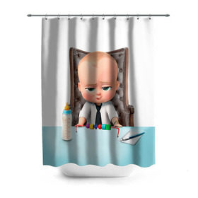 Штора 3D для ванной с принтом Boss Baby в Петрозаводске, 100% полиэстер | плотность материала — 100 г/м2. Стандартный размер — 146 см х 180 см. По верхнему краю — пластиковые люверсы для креплений. В комплекте 10 пластиковых колец | boss baby | босс | молокосос | мультфильмы