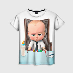 Женская футболка 3D с принтом Boss Baby в Петрозаводске, 100% полиэфир ( синтетическое хлопкоподобное полотно) | прямой крой, круглый вырез горловины, длина до линии бедер | boss baby | босс | молокосос | мультфильмы