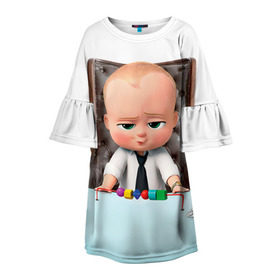 Детское платье 3D с принтом Boss Baby в Петрозаводске, 100% полиэстер | прямой силуэт, чуть расширенный к низу. Круглая горловина, на рукавах — воланы | Тематика изображения на принте: boss baby | босс | молокосос | мультфильмы