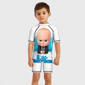 Детский купальный костюм 3D с принтом Boss Baby в Петрозаводске, Полиэстер 85%, Спандекс 15% | застежка на молнии на спине | Тематика изображения на принте: boss baby | босс | молокосос | темплтон | тим | фрэнсис фрэнсис