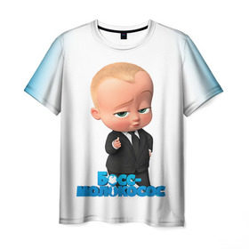 Мужская футболка 3D с принтом Boss Baby в Петрозаводске, 100% полиэфир | прямой крой, круглый вырез горловины, длина до линии бедер | boss baby | босс | молокосос | мультфильмы