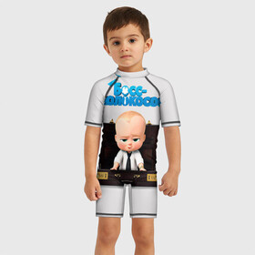 Детский купальный костюм 3D с принтом Boss Baby в Петрозаводске, Полиэстер 85%, Спандекс 15% | застежка на молнии на спине | boss baby | босс | молокосос | мультфильмы