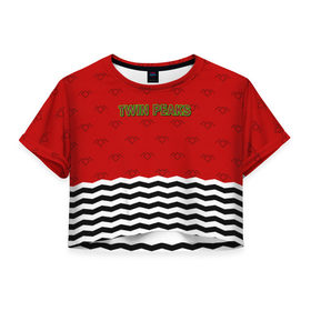 Женская футболка 3D укороченная с принтом Twin Peaks Red Room в Петрозаводске, 100% полиэстер | круглая горловина, длина футболки до линии талии, рукава с отворотами | red room | twin peaks | красная комната | купер | сериалы | твин пикс