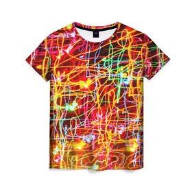 Женская футболка 3D с принтом Light creative в Петрозаводске, 100% полиэфир ( синтетическое хлопкоподобное полотно) | прямой крой, круглый вырез горловины, длина до линии бедер | abstract | colorful | electric | energy | light | абстракция | вет | цвет | электрик | энергия
