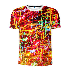 Мужская футболка 3D спортивная с принтом Light creative в Петрозаводске, 100% полиэстер с улучшенными характеристиками | приталенный силуэт, круглая горловина, широкие плечи, сужается к линии бедра | abstract | colorful | electric | energy | light | абстракция | вет | цвет | электрик | энергия