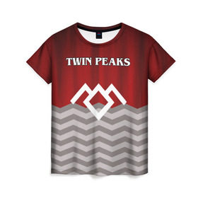 Женская футболка 3D с принтом Twin Peaks в Петрозаводске, 100% полиэфир ( синтетическое хлопкоподобное полотно) | прямой крой, круглый вырез горловины, длина до линии бедер | twin peaks | арт | лого | полосы | сериал | твин пикс | текстура | фильмы
