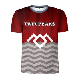 Мужская футболка 3D спортивная с принтом Twin Peaks в Петрозаводске, 100% полиэстер с улучшенными характеристиками | приталенный силуэт, круглая горловина, широкие плечи, сужается к линии бедра | twin peaks | арт | лого | полосы | сериал | твин пикс | текстура | фильмы