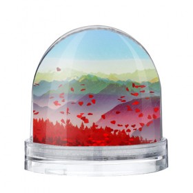 Водяной шар с принтом Радужный пейзаж в Петрозаводске, Пластик | Изображение внутри шара печатается на глянцевой фотобумаге с двух сторон | горы | деревья | дождь | лес | массив | небо | природа | рельеф | скалы | яркий