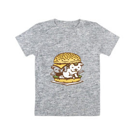 Детская футболка хлопок с принтом Котбургер в Петрозаводске, 100% хлопок | круглый вырез горловины, полуприлегающий силуэт, длина до линии бедер | булка | бургер | гамбургер | детский | еда | животные | картинка | кот | коте | котенок | котята | кошка | милые | рисунок | смешные | сыр | чизбургер