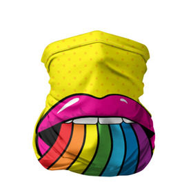 Бандана-труба 3D с принтом Pop art в Петрозаводске, 100% полиэстер, ткань с особыми свойствами — Activecool | плотность 150‒180 г/м2; хорошо тянется, но сохраняет форму | fun | lip color | mouth | pop art | rainbow | reggae | spectrum | style | summer | teeth | yellow | веселье | губы | желтый | зубы | лето | поп арт | радуга | рот | спектр | стиль | цвет