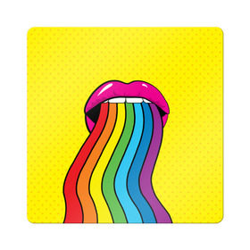 Магнит виниловый Квадрат с принтом Pop art в Петрозаводске, полимерный материал с магнитным слоем | размер 9*9 см, закругленные углы | fun | lip color | mouth | pop art | rainbow | reggae | spectrum | style | summer | teeth | yellow | веселье | губы | желтый | зубы | лето | поп арт | радуга | рот | спектр | стиль | цвет