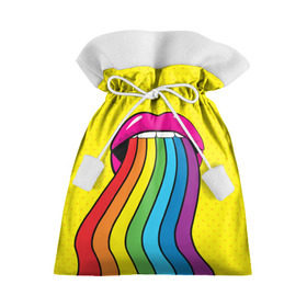 Подарочный 3D мешок с принтом Pop art в Петрозаводске, 100% полиэстер | Размер: 29*39 см | fun | lip color | mouth | pop art | rainbow | reggae | spectrum | style | summer | teeth | yellow | веселье | губы | желтый | зубы | лето | поп арт | радуга | рот | спектр | стиль | цвет