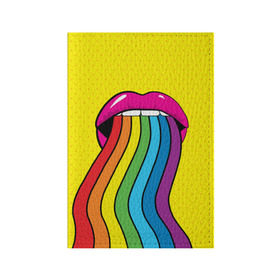 Обложка для паспорта матовая кожа с принтом Pop art в Петрозаводске, натуральная матовая кожа | размер 19,3 х 13,7 см; прозрачные пластиковые крепления | fun | lip color | mouth | pop art | rainbow | reggae | spectrum | style | summer | teeth | yellow | веселье | губы | желтый | зубы | лето | поп арт | радуга | рот | спектр | стиль | цвет