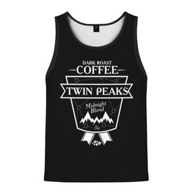 Мужская майка 3D с принтом Twin Peaks Coffee в Петрозаводске, 100% полиэстер | круглая горловина, приталенный силуэт, длина до линии бедра. Пройма и горловина окантованы тонкой бейкой | twin peaks | арт | купер | сериал | твин пикс | фильмы | черно белые