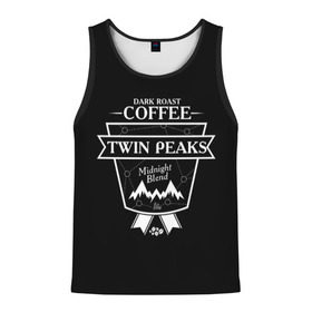 Мужская майка 3D с принтом Twin Peaks Coffee в Петрозаводске, 100% полиэстер | круглая горловина, приталенный силуэт, длина до линии бедра. Пройма и горловина окантованы тонкой бейкой | Тематика изображения на принте: twin peaks | арт | купер | сериал | твин пикс | фильмы | черно белые