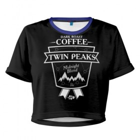 Женская футболка 3D укороченная с принтом Twin Peaks Coffee в Петрозаводске, 100% полиэстер | круглая горловина, длина футболки до линии талии, рукава с отворотами | twin peaks | арт | купер | сериал | твин пикс | фильмы | черно белые