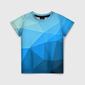 Детская футболка 3D с принтом geometric blue в Петрозаводске, 100% гипоаллергенный полиэфир | прямой крой, круглый вырез горловины, длина до линии бедер, чуть спущенное плечо, ткань немного тянется | Тематика изображения на принте: abstraction | абстракция | геометрия | грани | линии | полигоны | розовый | сочетания | текстура | треугольники