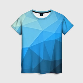 Женская футболка 3D с принтом geometric blue в Петрозаводске, 100% полиэфир ( синтетическое хлопкоподобное полотно) | прямой крой, круглый вырез горловины, длина до линии бедер | abstraction | абстракция | геометрия | грани | линии | полигоны | розовый | сочетания | текстура | треугольники