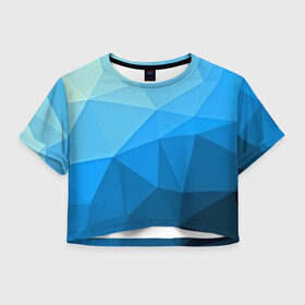 Женская футболка 3D укороченная с принтом geometric blue в Петрозаводске, 100% полиэстер | круглая горловина, длина футболки до линии талии, рукава с отворотами | abstraction | абстракция | геометрия | грани | линии | полигоны | розовый | сочетания | текстура | треугольники