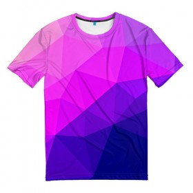 Мужская футболка 3D с принтом Geometrica в Петрозаводске, 100% полиэфир | прямой крой, круглый вырез горловины, длина до линии бедер | abstraction | абстракция | геометрия | грани | линии | полигоны | розовый | сочетания | текстура | треугольники