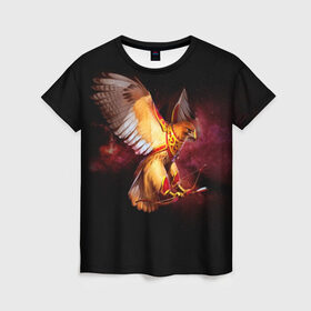Женская футболка 3D с принтом Fantasy bird в Петрозаводске, 100% полиэфир ( синтетическое хлопкоподобное полотно) | прямой крой, круглый вырез горловины, длина до линии бедер | game | беркут | игра | игрок | лук и стрелы | орёл | птица | сокол | фэнтези