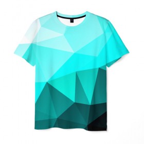 Мужская футболка 3D с принтом Green geometric в Петрозаводске, 100% полиэфир | прямой крой, круглый вырез горловины, длина до линии бедер | abstraction | абстракция | геометрия | грани | линии | полигоны | сочетания | текстура | треугольники