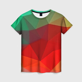 Женская футболка 3D с принтом Abstraction colorise в Петрозаводске, 100% полиэфир ( синтетическое хлопкоподобное полотно) | прямой крой, круглый вырез горловины, длина до линии бедер | abstraction | абстракция | геометрия | грани | линии | полигоны | сочетания | текстура | треугольники