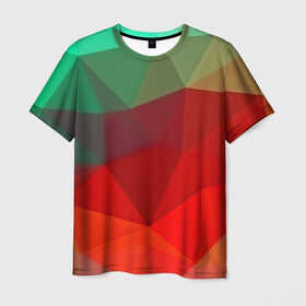 Мужская футболка 3D с принтом Abstraction colorise в Петрозаводске, 100% полиэфир | прямой крой, круглый вырез горловины, длина до линии бедер | abstraction | абстракция | геометрия | грани | линии | полигоны | сочетания | текстура | треугольники