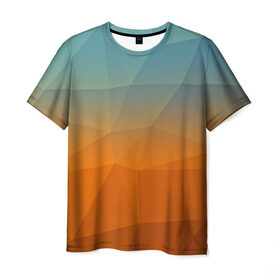 Мужская футболка 3D с принтом Смешивание цвета в Петрозаводске, 100% полиэфир | прямой крой, круглый вырез горловины, длина до линии бедер | abstraction | абстракция | геометрия | грани | линии | полигоны | сочетания | текстура | треугольники