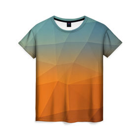Женская футболка 3D с принтом Смешивание цвета в Петрозаводске, 100% полиэфир ( синтетическое хлопкоподобное полотно) | прямой крой, круглый вырез горловины, длина до линии бедер | abstraction | абстракция | геометрия | грани | линии | полигоны | сочетания | текстура | треугольники
