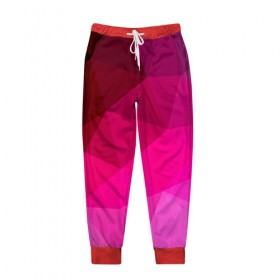 Мужские брюки 3D с принтом Pink Polygon в Петрозаводске, 100% полиэстер | манжеты по низу, эластичный пояс регулируется шнурком, по бокам два кармана без застежек, внутренняя часть кармана из мелкой сетки | 