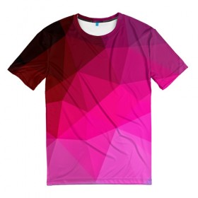 Мужская футболка 3D с принтом Pink Polygon в Петрозаводске, 100% полиэфир | прямой крой, круглый вырез горловины, длина до линии бедер | 