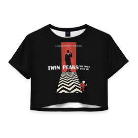 Женская футболка 3D укороченная с принтом Twin Peaks в Петрозаводске, 100% полиэстер | круглая горловина, длина футболки до линии талии, рукава с отворотами | twin peaks | агент дейл  купер | арт | сериал | твин пикс | фильмы