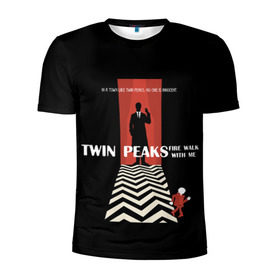 Мужская футболка 3D спортивная с принтом Twin Peaks в Петрозаводске, 100% полиэстер с улучшенными характеристиками | приталенный силуэт, круглая горловина, широкие плечи, сужается к линии бедра | twin peaks | агент дейл  купер | арт | сериал | твин пикс | фильмы