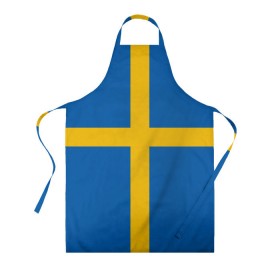 Фартук 3D с принтом Флаг Швеции в Петрозаводске, 100% полиэстер | общий размер — 65 х 85 см, ширина нагрудника — 26 см, горловина — 53 см, длина завязок — 54 см, общий обхват в поясе — 173 см. Принт на завязках и на горловине наносится с двух сторон, на основной части фартука — только с внешней стороны | flag | sverige | sweden | флаг | швеция