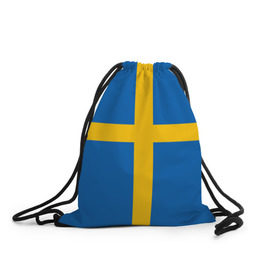 Рюкзак-мешок 3D с принтом Флаг Швеции в Петрозаводске, 100% полиэстер | плотность ткани — 200 г/м2, размер — 35 х 45 см; лямки — толстые шнурки, застежка на шнуровке, без карманов и подкладки | Тематика изображения на принте: flag | sverige | sweden | флаг | швеция