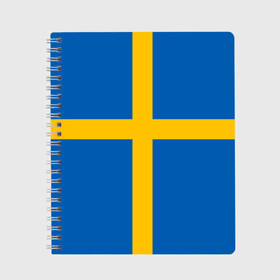 Тетрадь с принтом Флаг Швеции в Петрозаводске, 100% бумага | 48 листов, плотность листов — 60 г/м2, плотность картонной обложки — 250 г/м2. Листы скреплены сбоку удобной пружинной спиралью. Уголки страниц и обложки скругленные. Цвет линий — светло-серый
 | flag | sverige | sweden | флаг | швеция