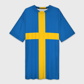 Платье-футболка 3D с принтом Флаг Швеции в Петрозаводске,  |  | flag | sverige | sweden | флаг | швеция
