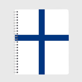 Тетрадь с принтом Флаг Финляндии в Петрозаводске, 100% бумага | 48 листов, плотность листов — 60 г/м2, плотность картонной обложки — 250 г/м2. Листы скреплены сбоку удобной пружинной спиралью. Уголки страниц и обложки скругленные. Цвет линий — светло-серый
 | Тематика изображения на принте: finland | flag | suomi | финляндия | флаг