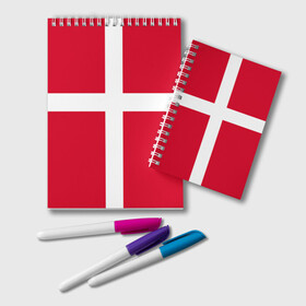 Блокнот с принтом Флаг Дании в Петрозаводске, 100% бумага | 48 листов, плотность листов — 60 г/м2, плотность картонной обложки — 250 г/м2. Листы скреплены удобной пружинной спиралью. Цвет линий — светло-серый
 | Тематика изображения на принте: danmark | denmark | flag | дания | флаг