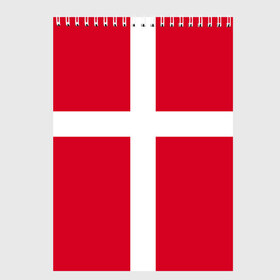 Скетчбук с принтом Флаг Дании в Петрозаводске, 100% бумага
 | 48 листов, плотность листов — 100 г/м2, плотность картонной обложки — 250 г/м2. Листы скреплены сверху удобной пружинной спиралью | Тематика изображения на принте: danmark | denmark | flag | дания | флаг