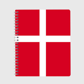 Тетрадь с принтом Флаг Дании в Петрозаводске, 100% бумага | 48 листов, плотность листов — 60 г/м2, плотность картонной обложки — 250 г/м2. Листы скреплены сбоку удобной пружинной спиралью. Уголки страниц и обложки скругленные. Цвет линий — светло-серый
 | Тематика изображения на принте: danmark | denmark | flag | дания | флаг