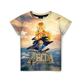 Детская футболка 3D с принтом The Legend of Zelda в Петрозаводске, 100% гипоаллергенный полиэфир | прямой крой, круглый вырез горловины, длина до линии бедер, чуть спущенное плечо, ткань немного тянется | breath of the wild | the legend of zelda