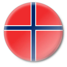 Значок с принтом Флаг Норвегии в Петрозаводске,  металл | круглая форма, металлическая застежка в виде булавки | Тематика изображения на принте: flag | norge | norway | норвегия | флаг