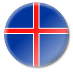 Значок с принтом Флаг Исландии в Петрозаводске,  металл | круглая форма, металлическая застежка в виде булавки | Тематика изображения на принте: flag | iceland | island | исландия | флаг