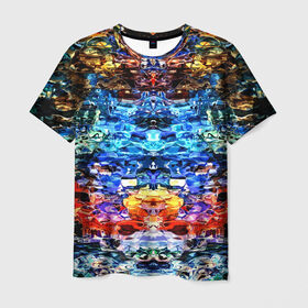 Мужская футболка 3D с принтом Психоделика в Петрозаводске, 100% полиэфир | прямой крой, круглый вырез горловины, длина до линии бедер | глитч | глич | линии | полосы | разноцветный