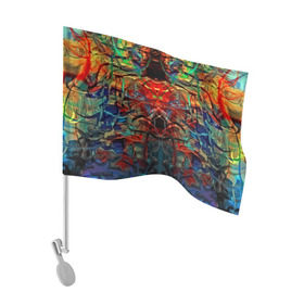 Флаг для автомобиля с принтом psychedelic в Петрозаводске, 100% полиэстер | Размер: 30*21 см | abstraction | color | spray | абстракция | волны | краска | краски | линии | оптические | полосы | разводы | узоры | фрактал | цветные