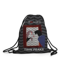 Рюкзак-мешок 3D с принтом TWIN PEAKS в Петрозаводске, 100% полиэстер | плотность ткани — 200 г/м2, размер — 35 х 45 см; лямки — толстые шнурки, застежка на шнуровке, без карманов и подкладки | twin peaks | агент купер | арт | сериал | твин пикс | фильмы