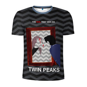 Мужская футболка 3D спортивная с принтом TWIN PEAKS в Петрозаводске, 100% полиэстер с улучшенными характеристиками | приталенный силуэт, круглая горловина, широкие плечи, сужается к линии бедра | twin peaks | агент купер | арт | сериал | твин пикс | фильмы